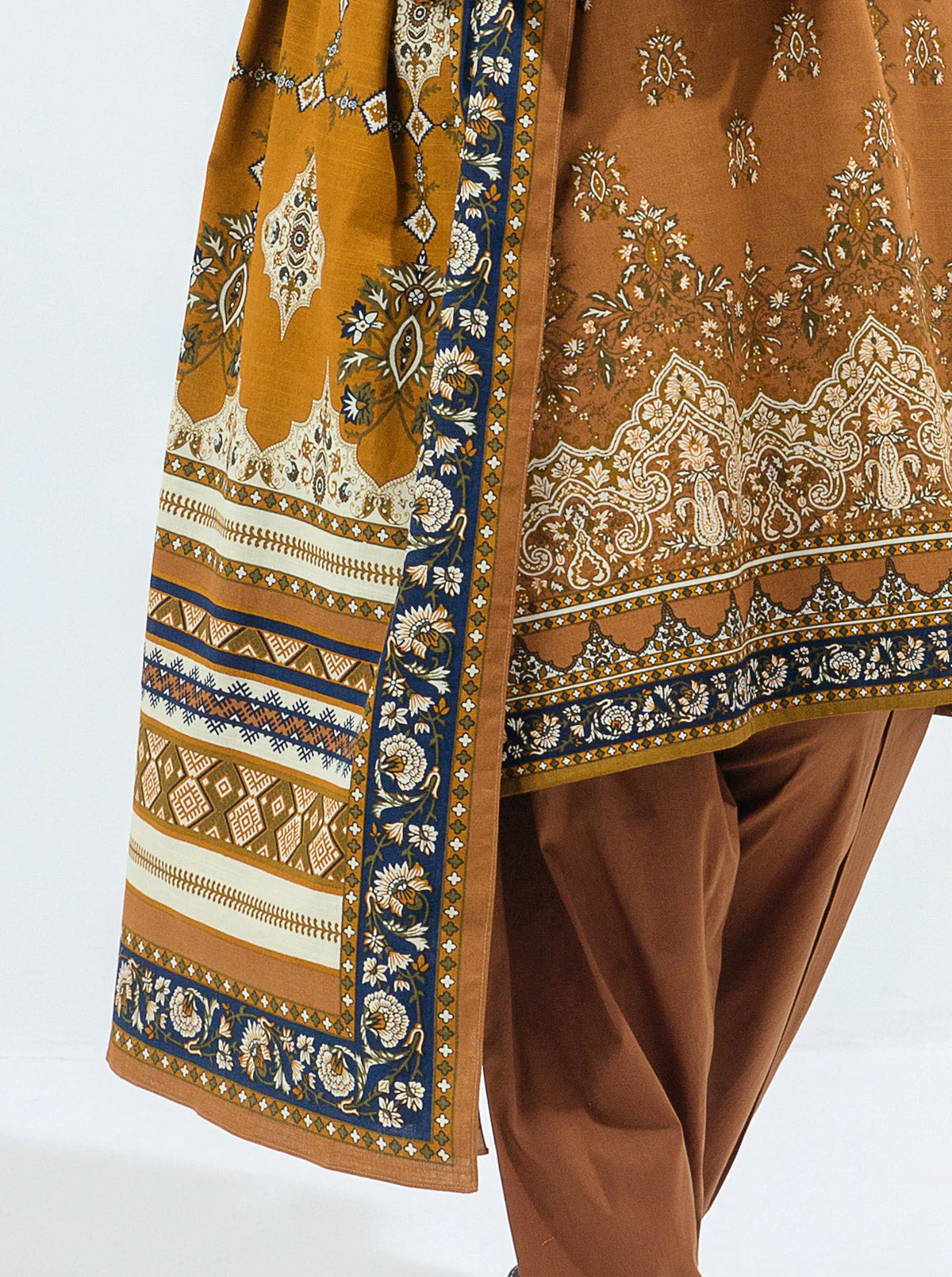 3 PIECE - PRINTED KHADDAR SUIT - MARIGOLD GLAZE - Image 2