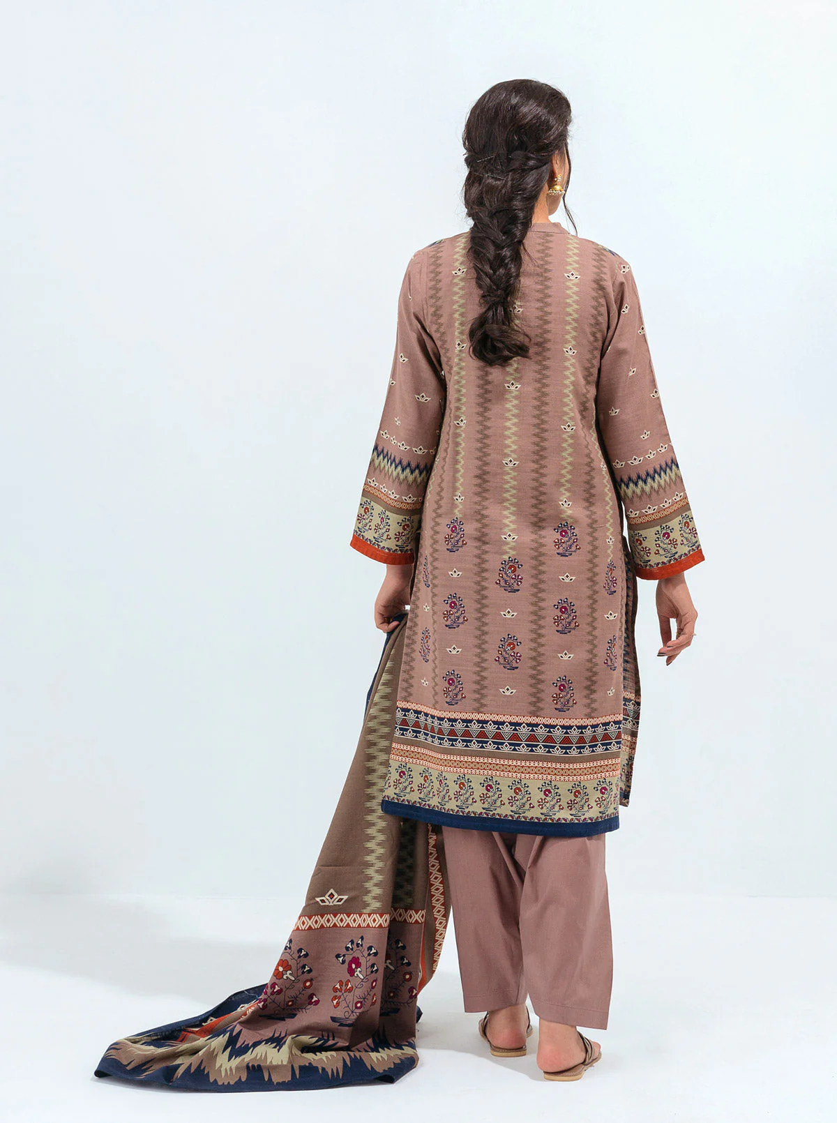 3 PIECE - PRINTED KHADDAR SUIT - ROSEY MISTY - Image 7