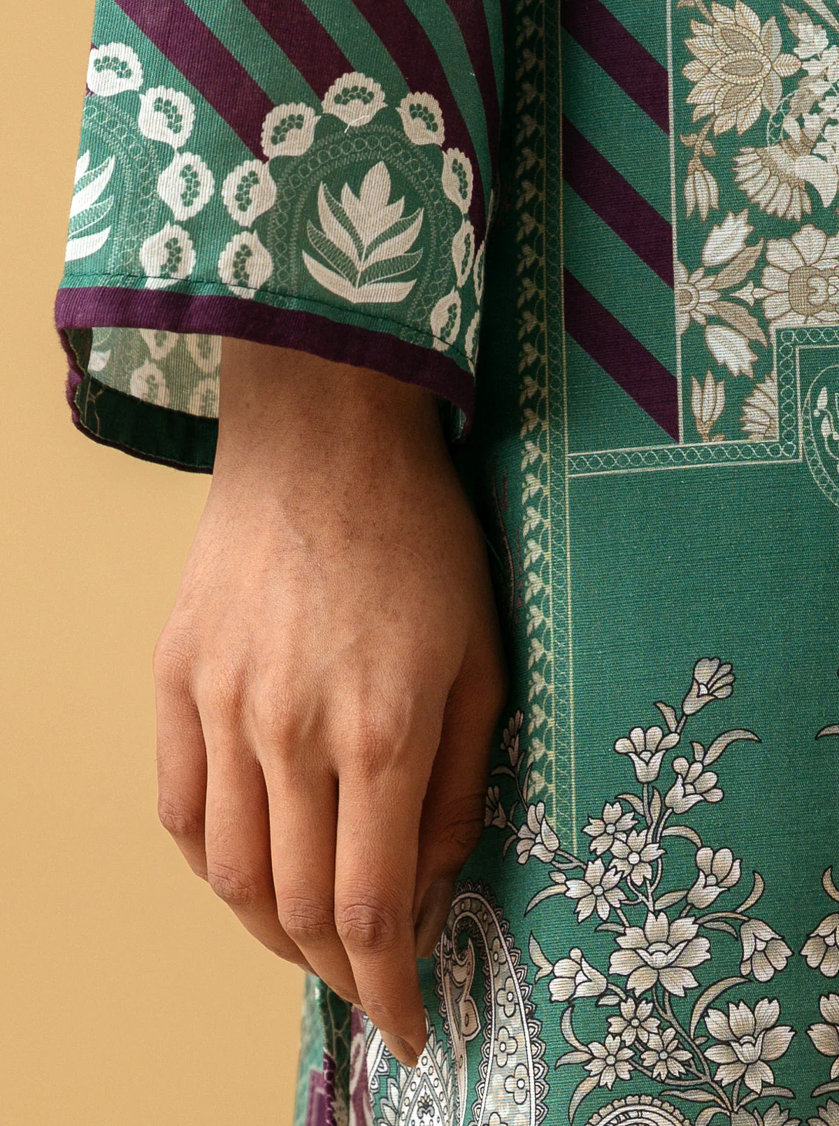 1 PIECE - PRINTED KHADDAR SHIRT - EMERALD PRISM - Image 2