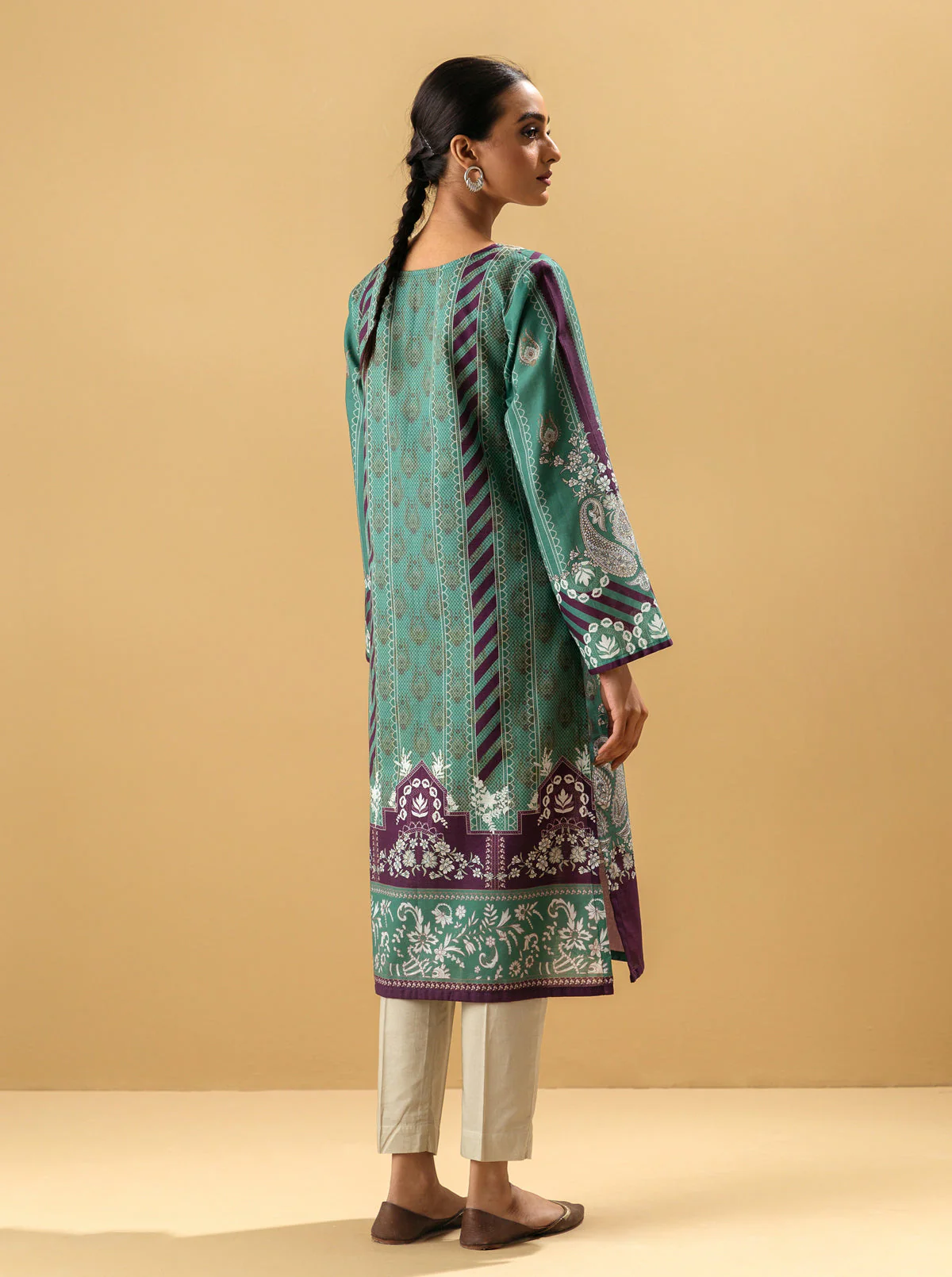 1 PIECE - PRINTED KHADDAR SHIRT - EMERALD PRISM - Image 3