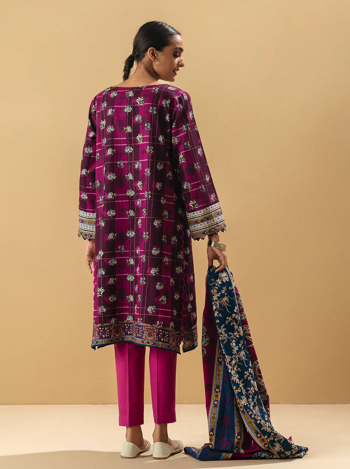 3 PIECE - EMBROIDERED KHADDAR SUIT - CHINOISERIE DREAMS - Image 5