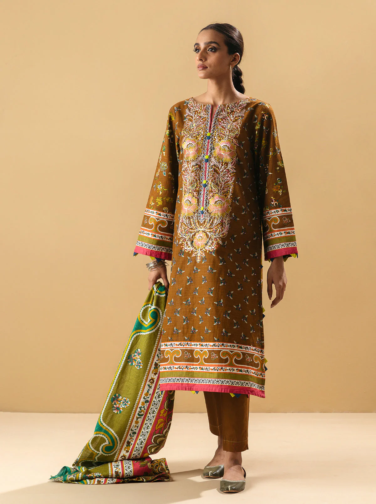 3 PIECE - EMBROIDERED KHADDAR SUIT - ARCADION - Image 4