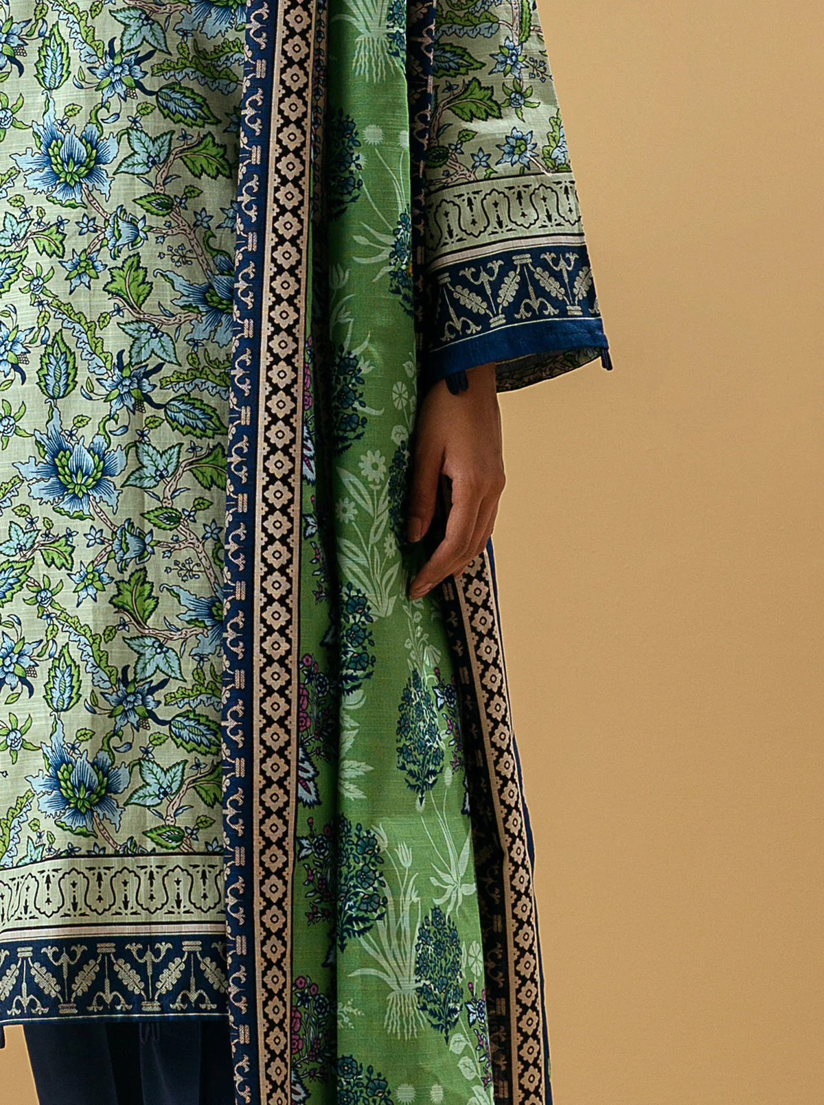 3 PIECE - PRINTED KHADDAR SUIT - VERDANT BLOOM - Image 2