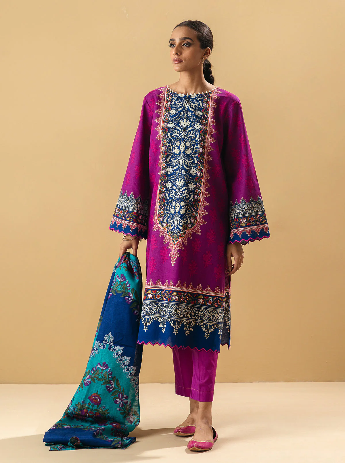 3 PIECE - PRINTED KHADDAR SUIT - FLOCAL GLOIY - Image 4