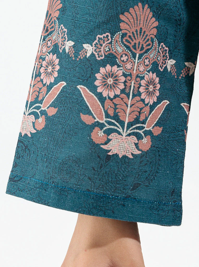 3 PIECE - PRINTED KHADDAR SUIT - ROYAL GREEN - Image 5