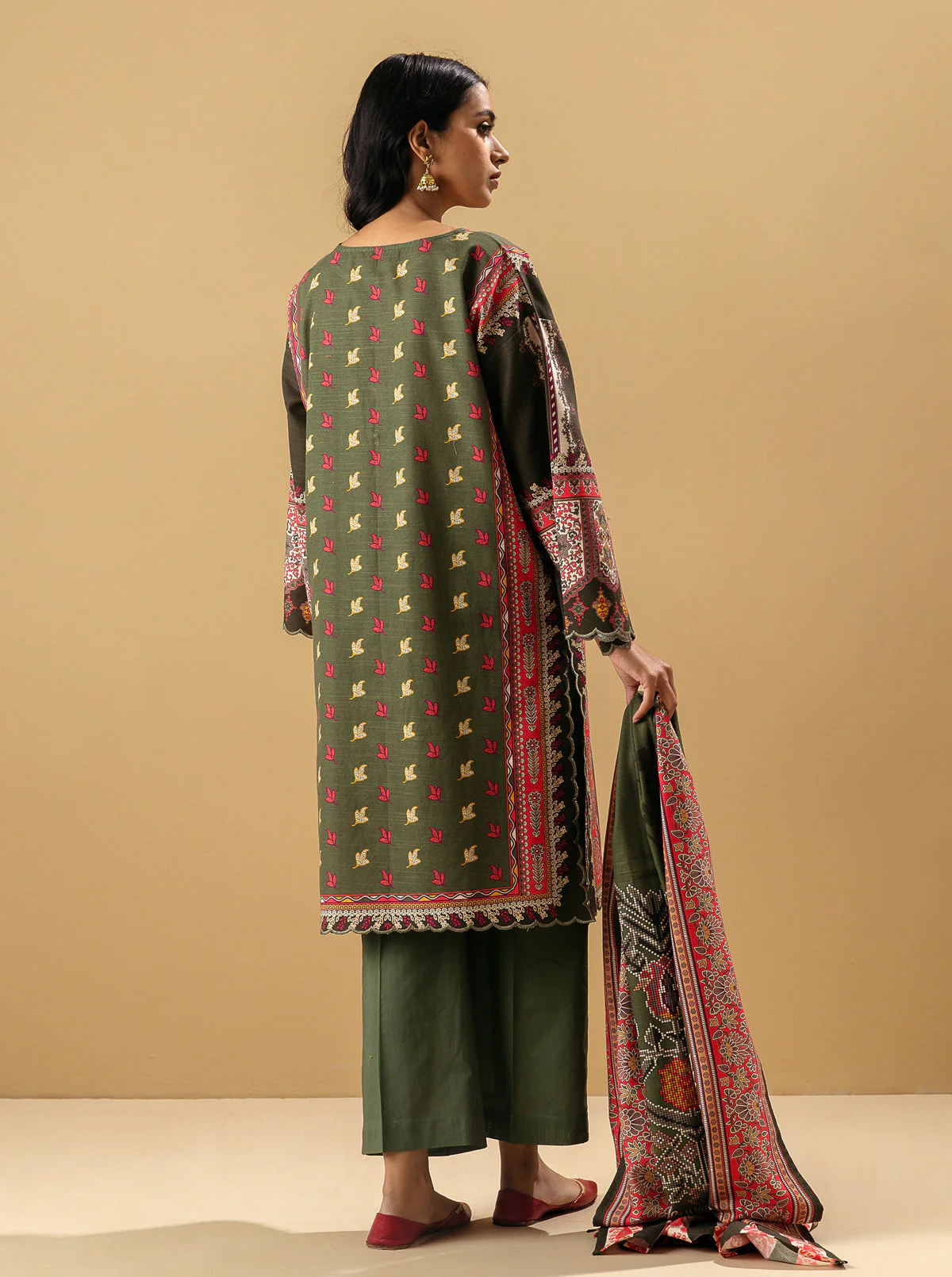 3 PIECE - PRINTED KHADDAR SUIT - MALACHITE - Image 6