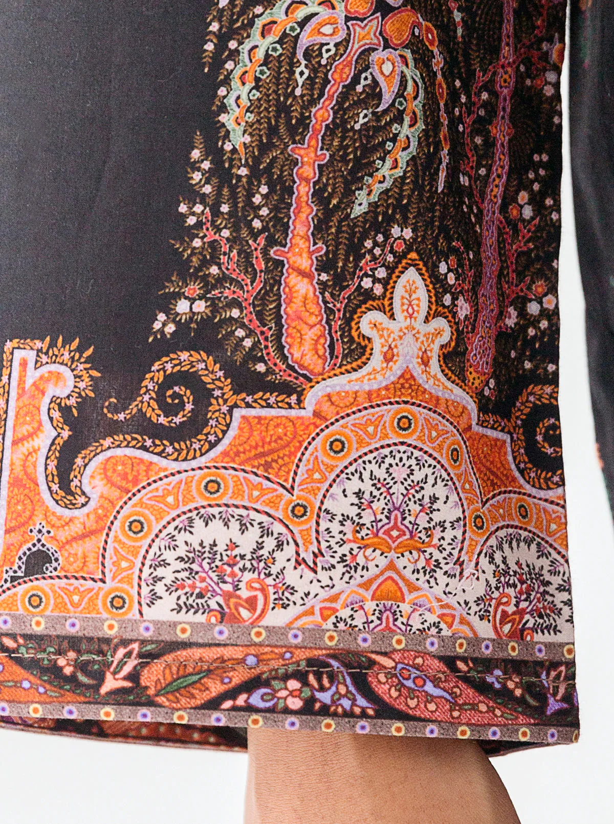 1 PIECE - PRINTED CAMBRIC SHIRT - BLACK BROCADE - Image 4