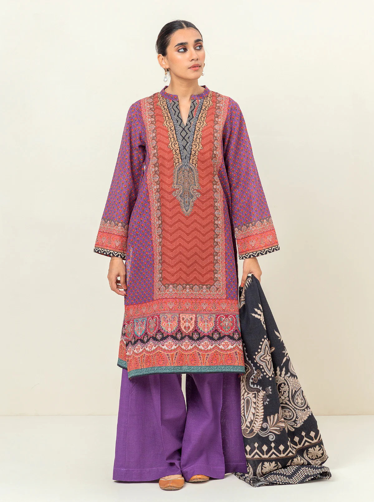3 PIECE PRINTED KHADDAR SUIT-ETHNIC CHARM (UNSTITCHED) - Image 2