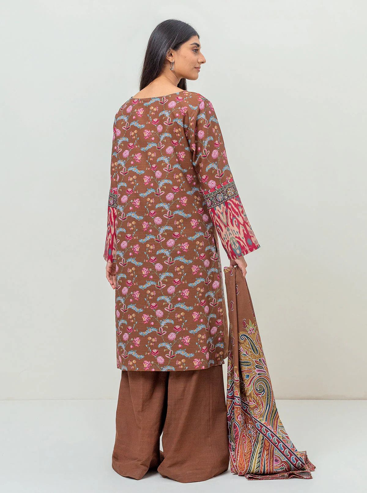 3 PIECE - PRINTED KHADDAR SUIT - DIVINE PLUM - Image 3