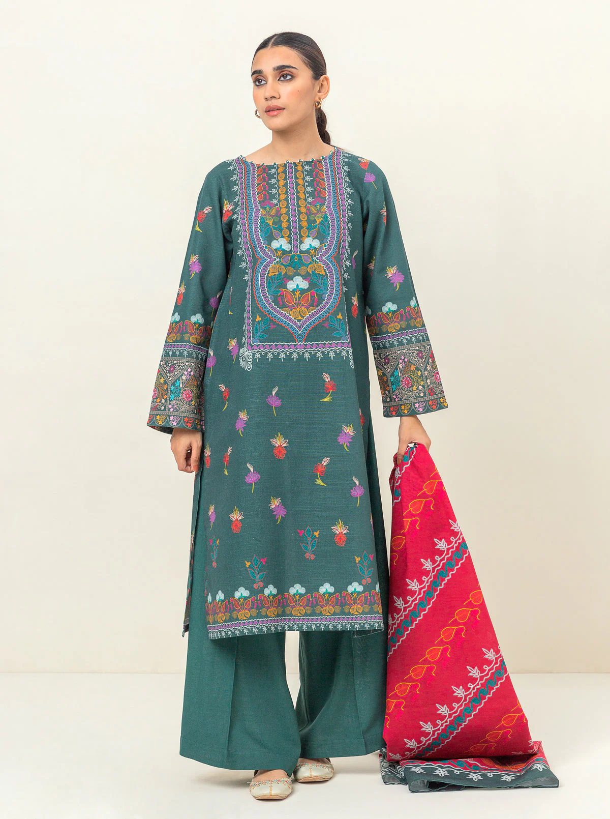 3 PIECE - PRINTED KHADDAR SUIT - ETHNIC ELEGANCE - Image 2