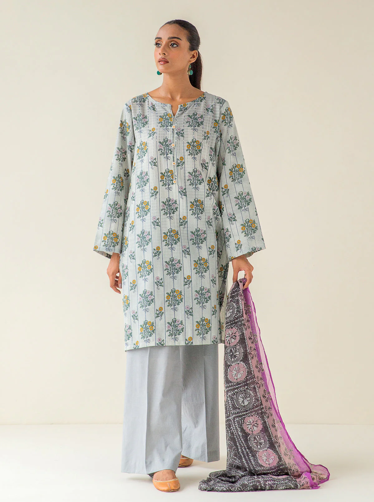 3 PIECE - PRINTED KHADDAR SUIT - CONCRETE IMAGINATION - Image 2