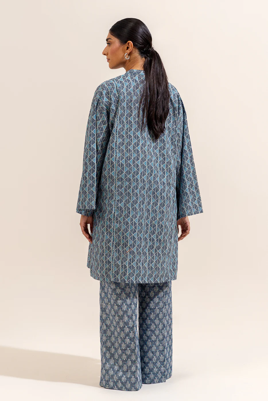 2 PIECE PRINTED KHADDAR SUIT-GRAPHITE GRID (UNSTITCHED) - Image 3