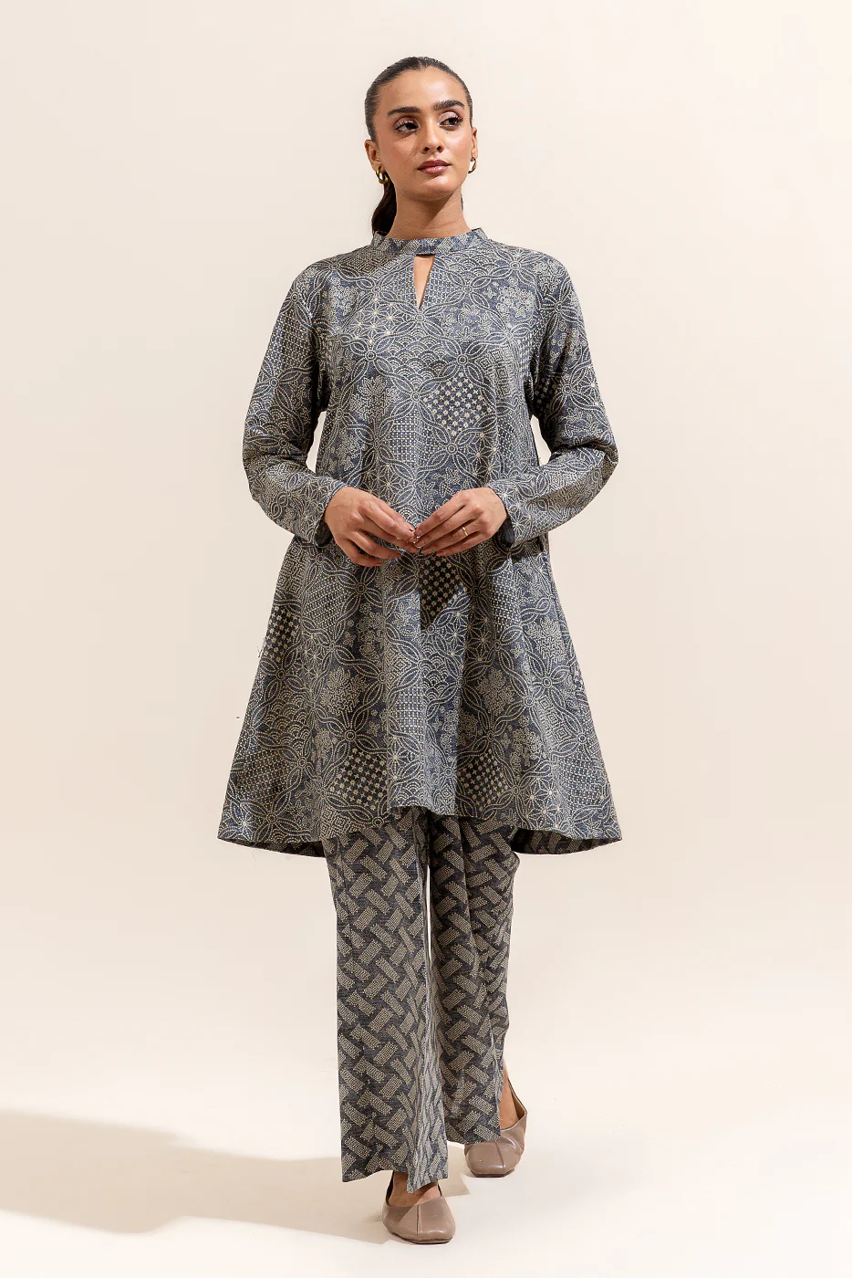 2 PIECE PRINTED KHADDAR SUIT-CELESTIAL FLINT (UNSTITCHED) - Image 2