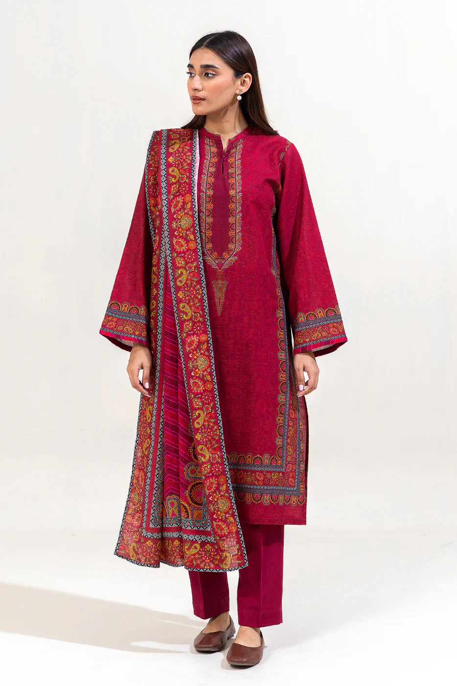 3 PIECE PRINTED KHADDAR SUIT-ROSEWOOD CHARM (UNSTITCHED) - Image 2