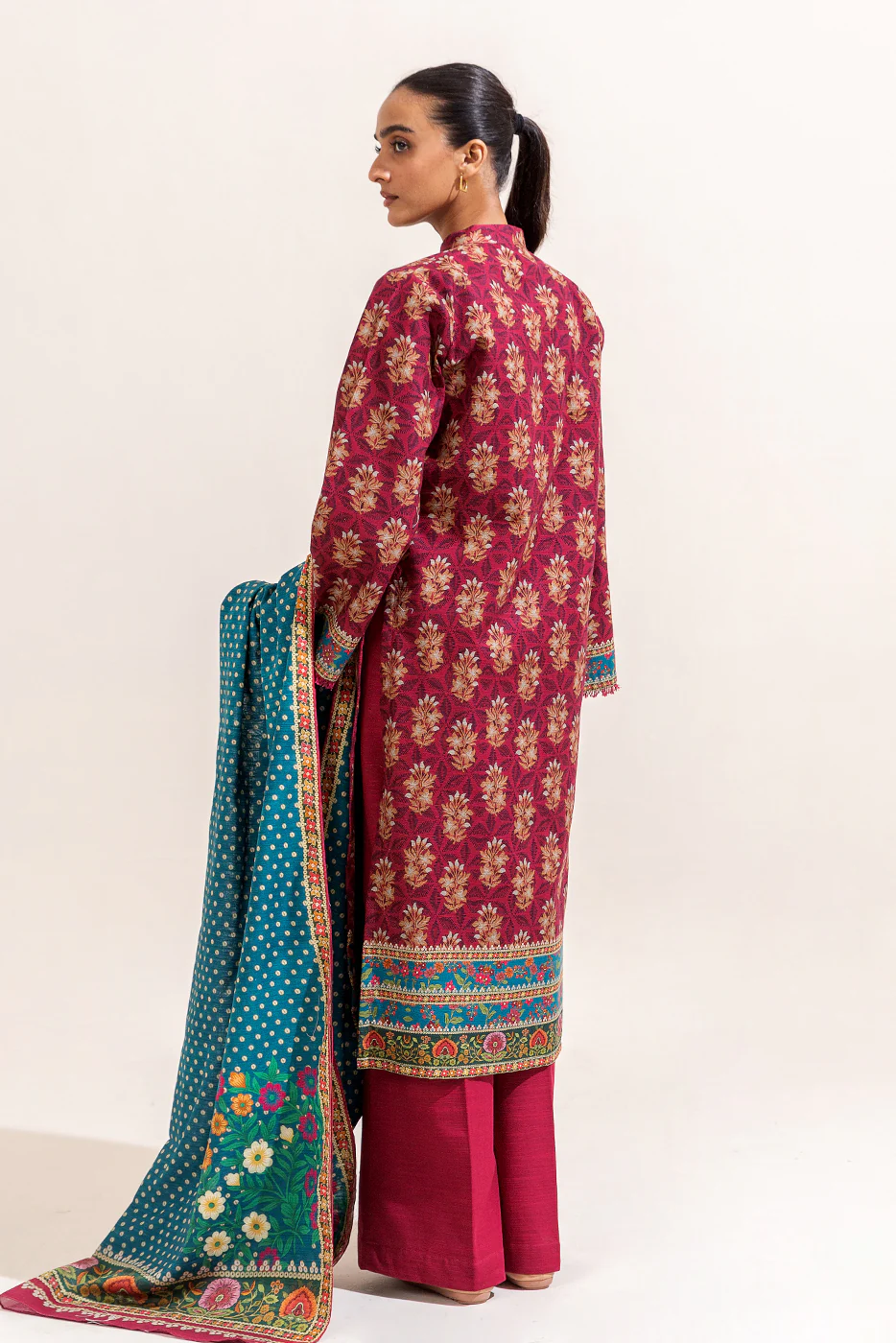 3 PIECE PRINTED KHADDAR SUIT-MULBERRY FERN (UNSTITCHED) - Image 2