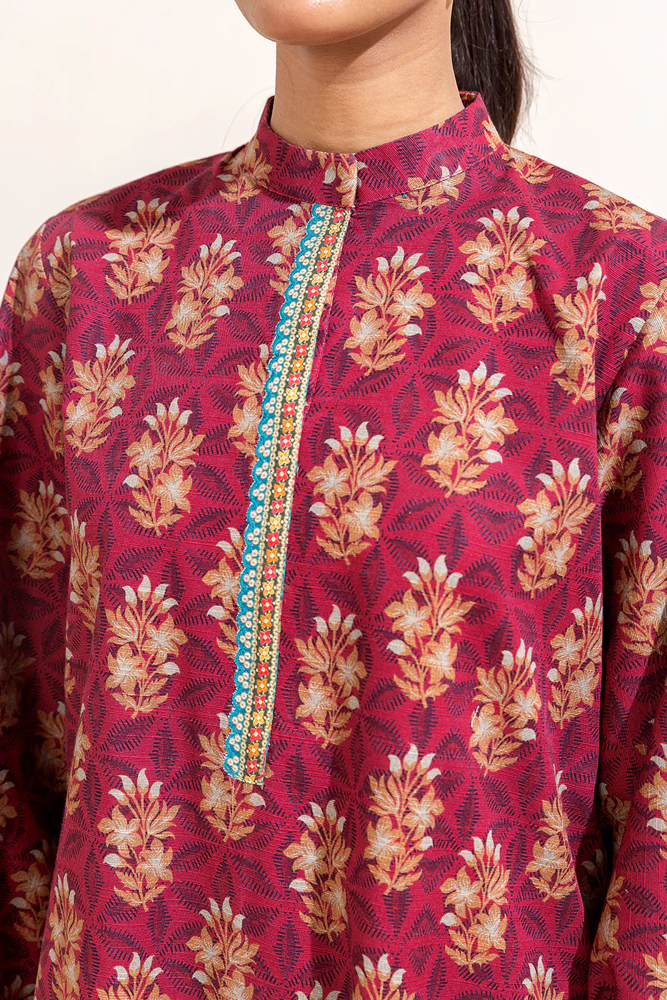 3 PIECE PRINTED KHADDAR SUIT-MULBERRY FERN (UNSTITCHED) - Image 4