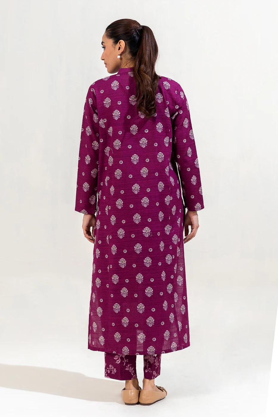 2 PIECE PRINTED KHADDAR SUIT-PLUM NOIR (UNSTITCHED) - Image 3