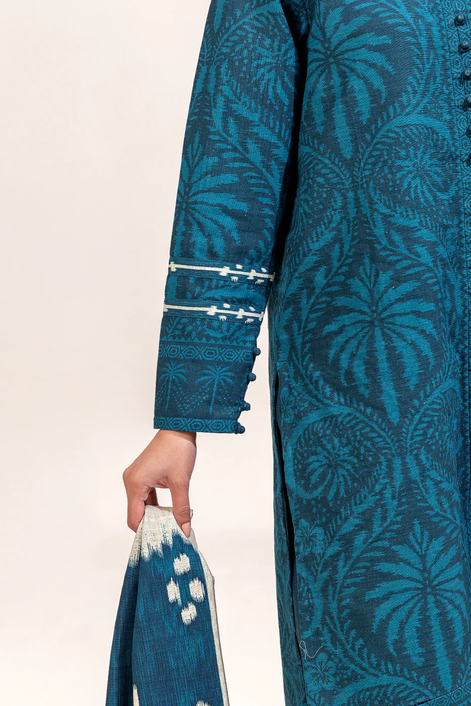 3 PIECE PRINTED KHADDAR SUIT-TEALISH MEADOW (UNSTITCHED) - Image 6