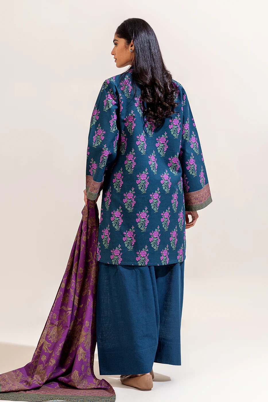 3 PIECE PRINTED KHADDAR SUIT-MIDMIGHT GLINT (UNSTITCHED) - Image 4