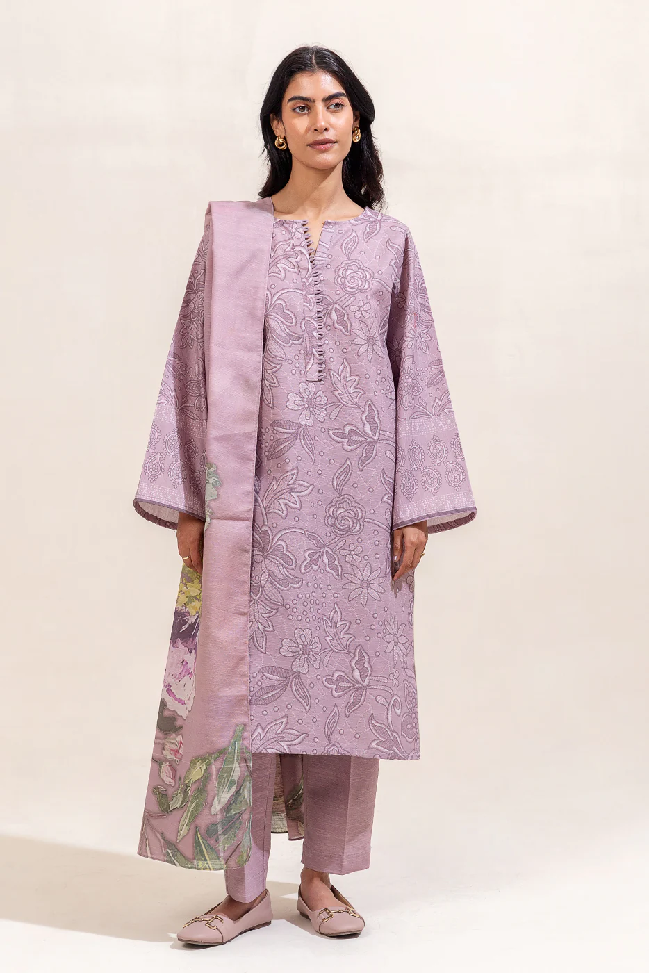 3 PIECE PRINTED KHADDAR SUIT-FLORAL BLISS (UNSTITCHED) - Image 2