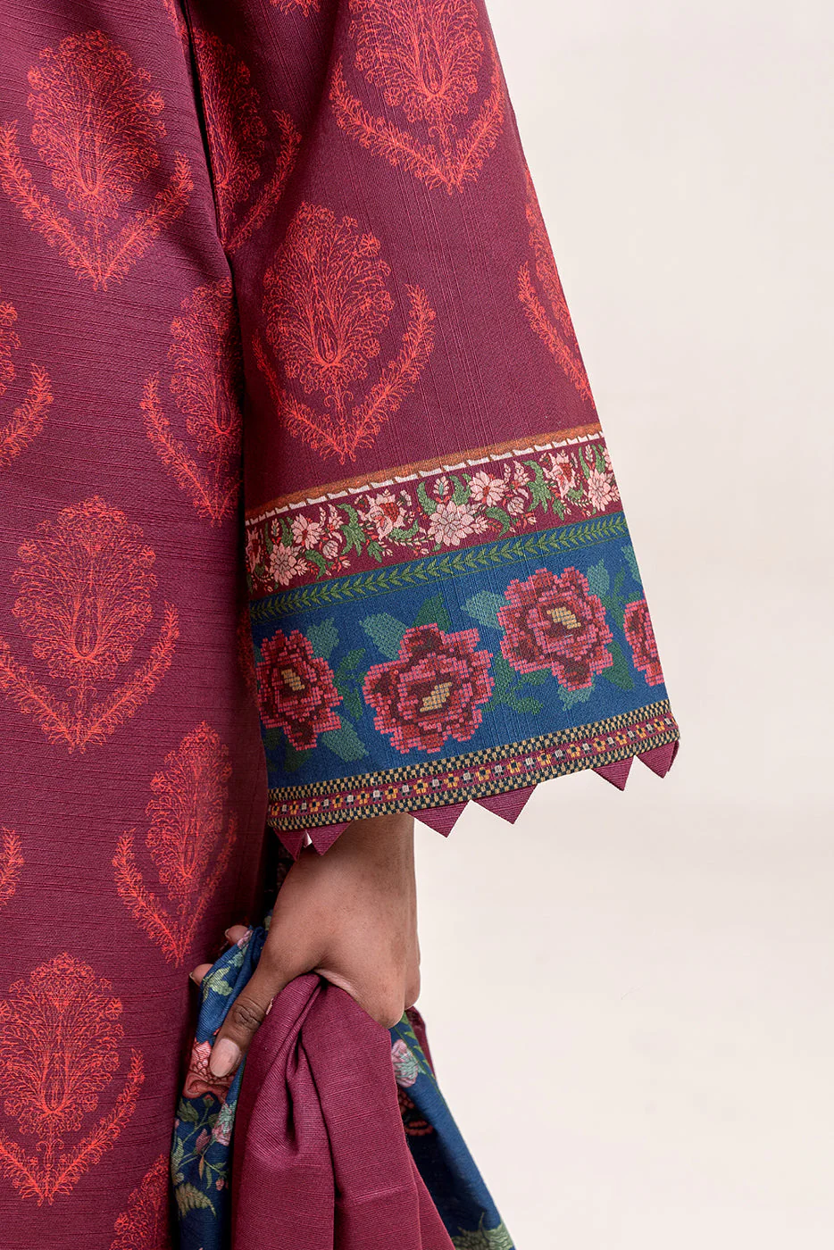 3 PIECE PRINTED KHADDAR SUIT-BRICK TALE (UNSTITCHED) - Image 6