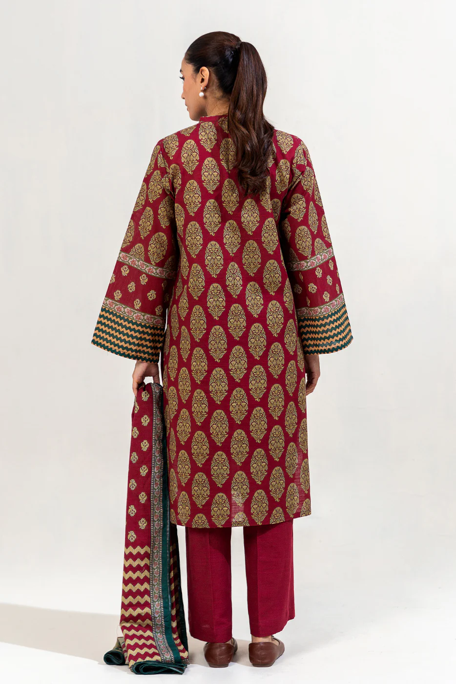 3 PIECE PRINTED KHADDAR SUIT-ETHNIC BRICK (UNSTITCHED) - Image 3