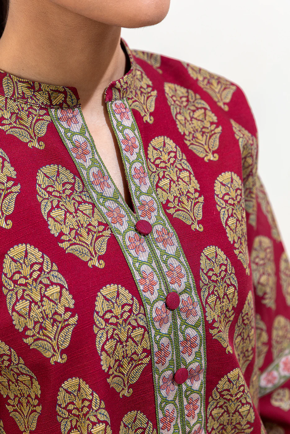 3 PIECE PRINTED KHADDAR SUIT-ETHNIC BRICK (UNSTITCHED) - Image 4
