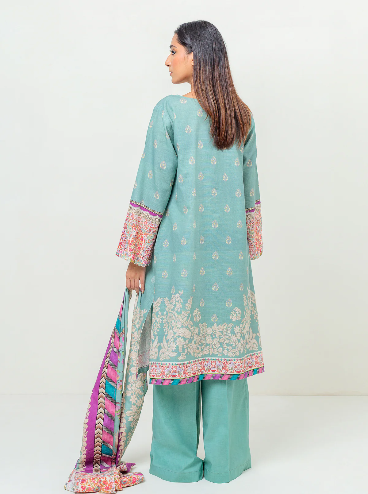 2 PIECE EMBROIDERED KHADDAR SUIT-SEA DECOR (UNSTITCHED) - Image 3