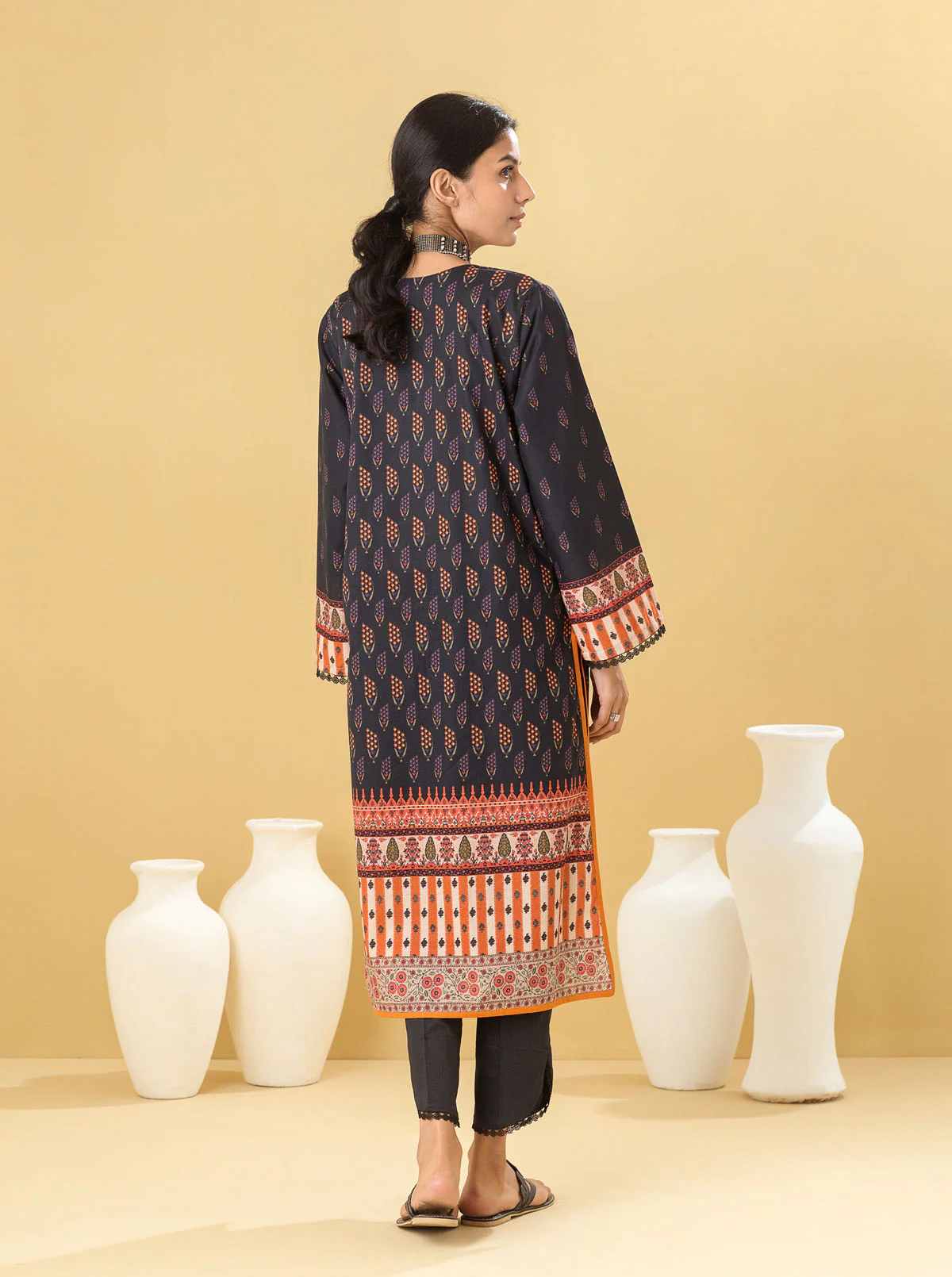 1 PIECE - PRINTED LAWN SHIRT - VINTAGE BLACK - Image 4