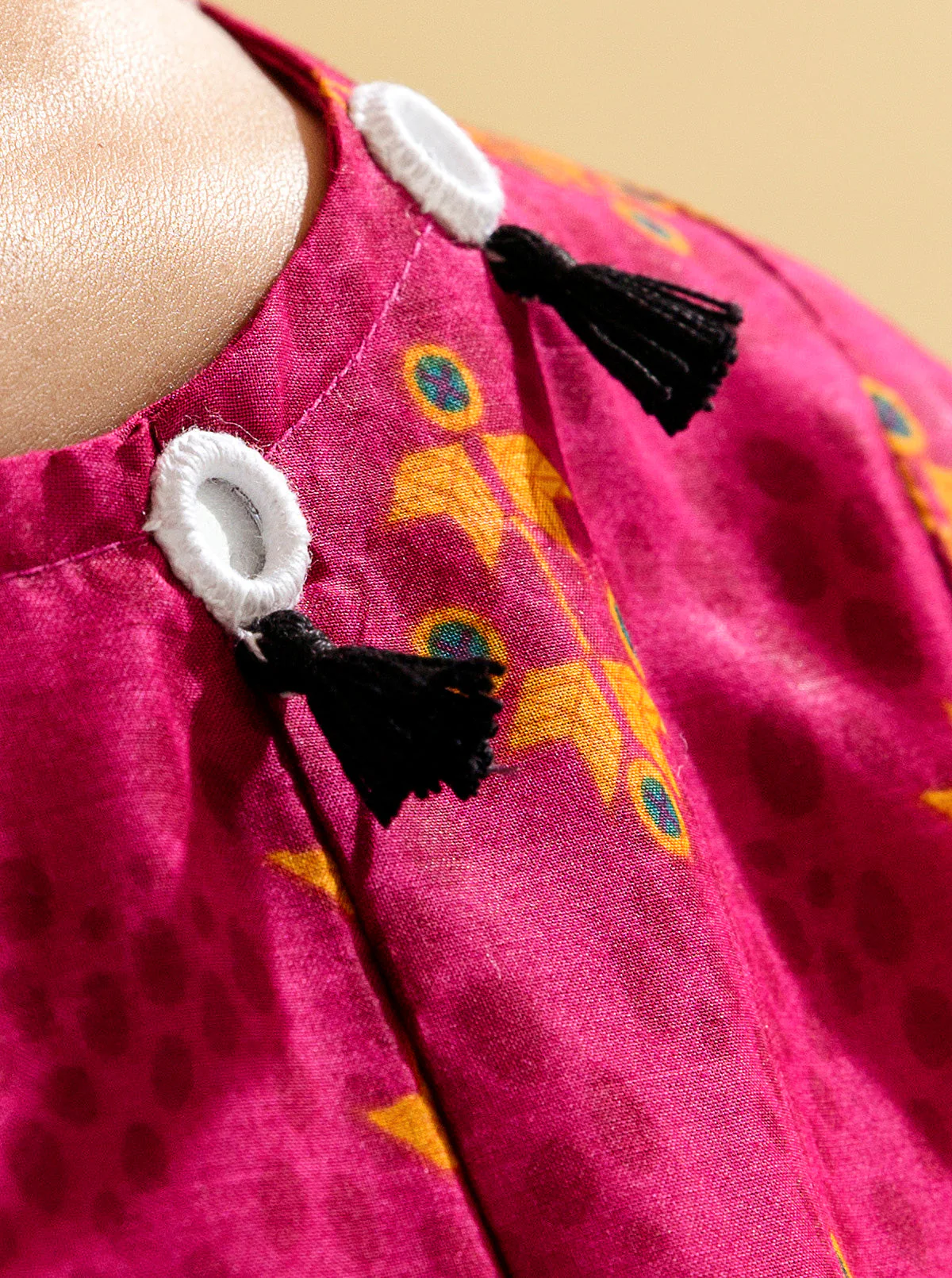 2 PIECE - PRINTED LAWN SUIT - RASPBERRY PINK - Image 3