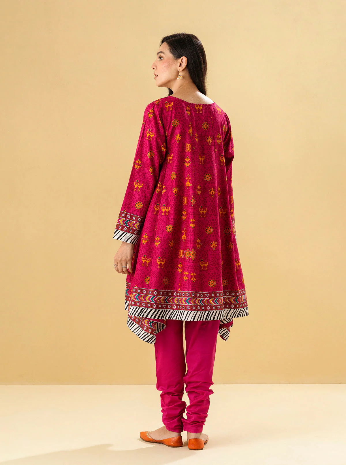 2 PIECE - PRINTED LAWN SUIT - RASPBERRY PINK - Image 4