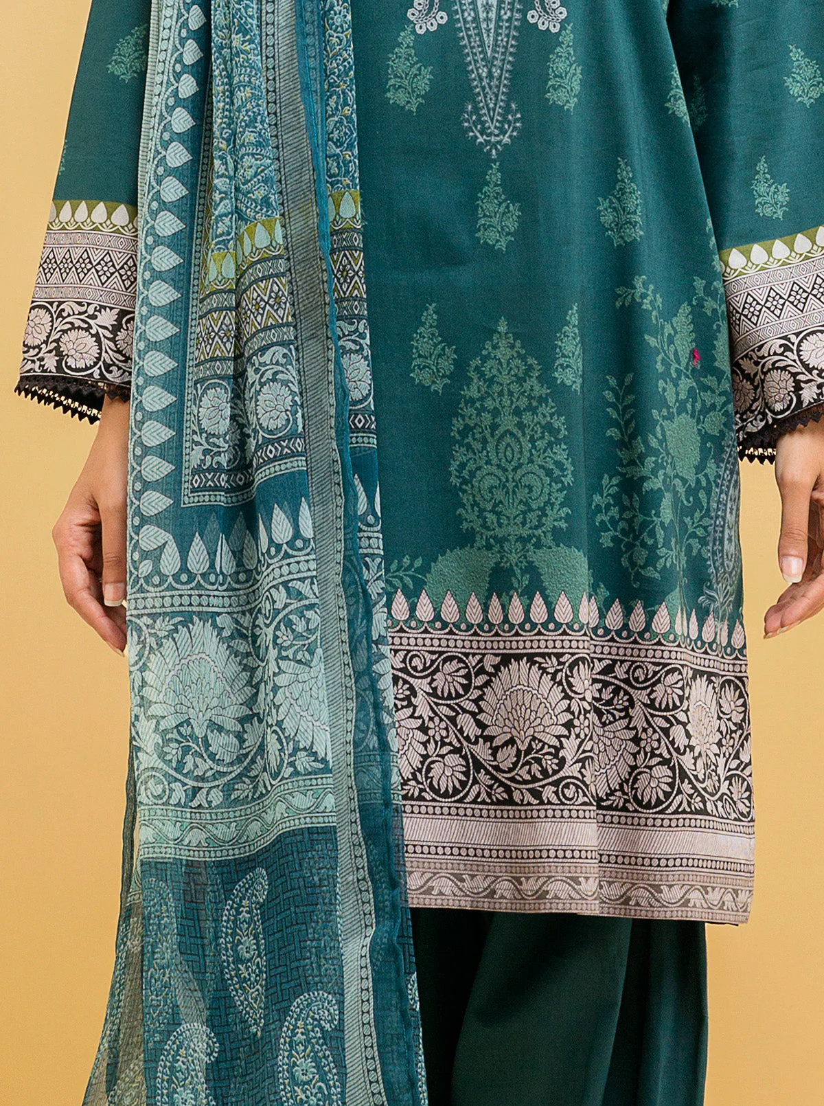2 PIECE - PRINTED LAWN SUIT - TEAL JEWEL - Image 2