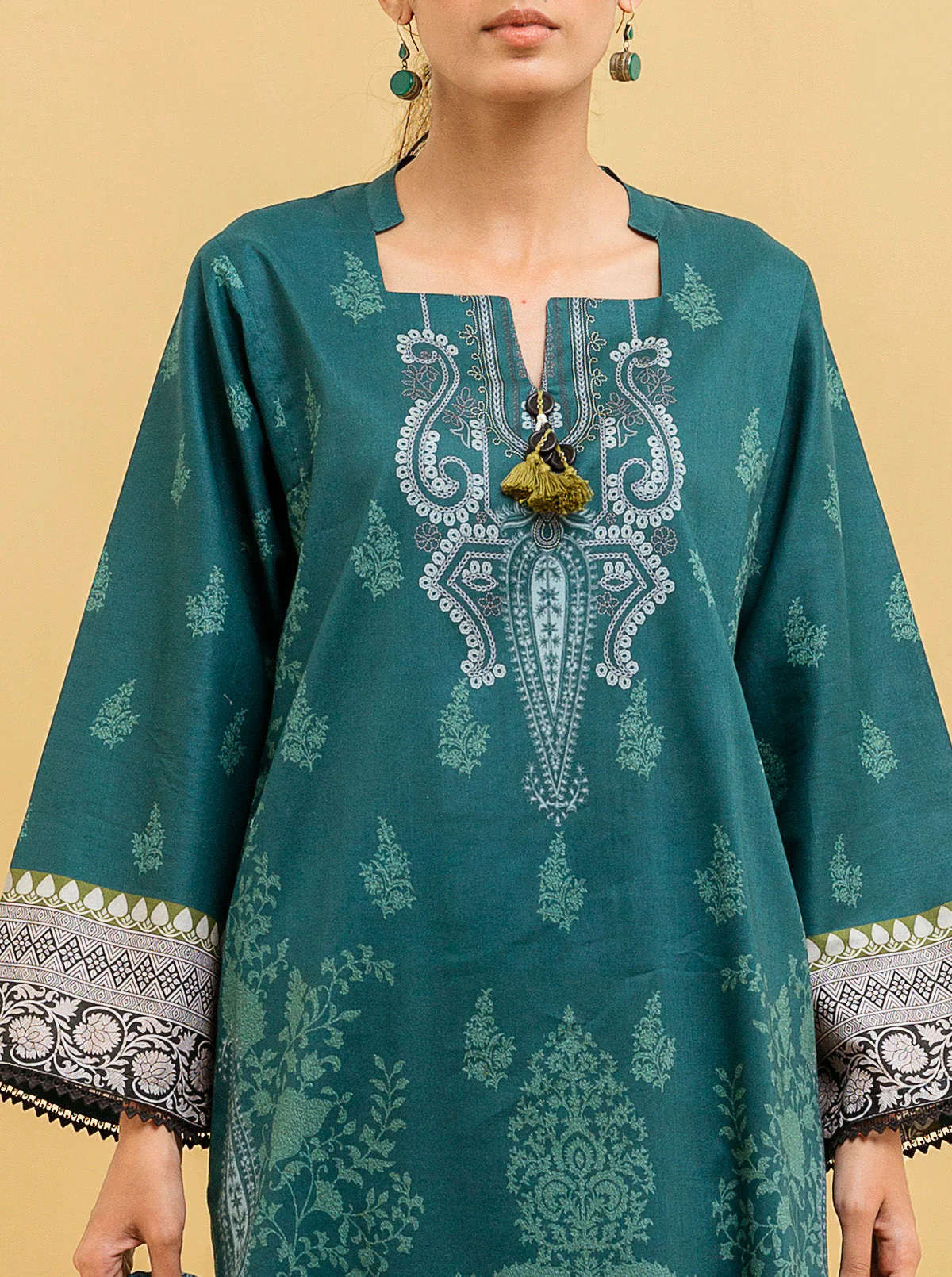 2 PIECE - PRINTED LAWN SUIT - TEAL JEWEL - Image 4