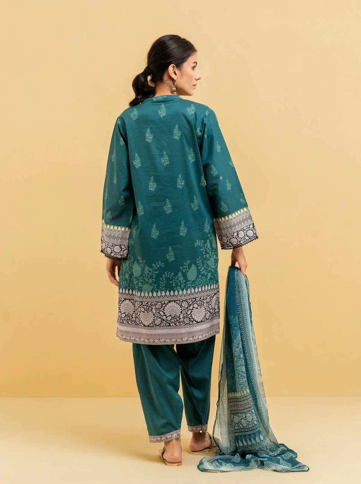 2 PIECE - PRINTED LAWN SUIT - TEAL JEWEL - Image 6
