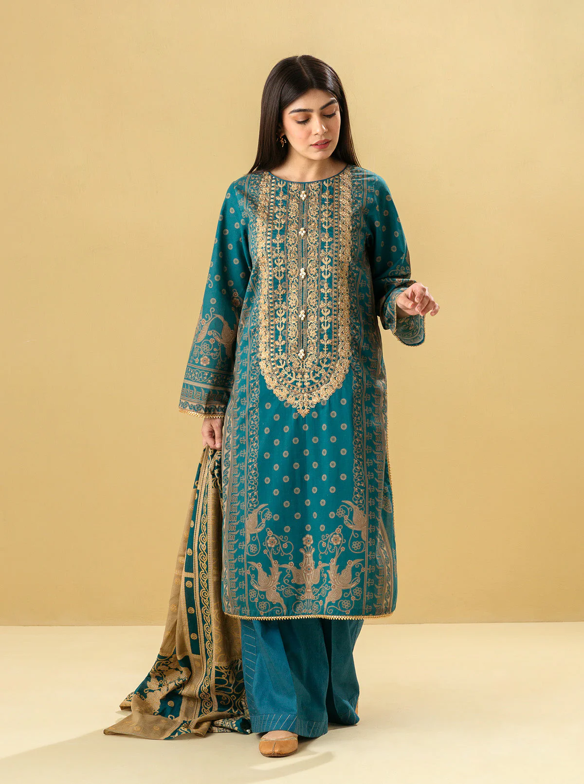 3 PIECE - EMBROIDERED LAWN SUIT - MYTHIC ENTHIC - Image 3