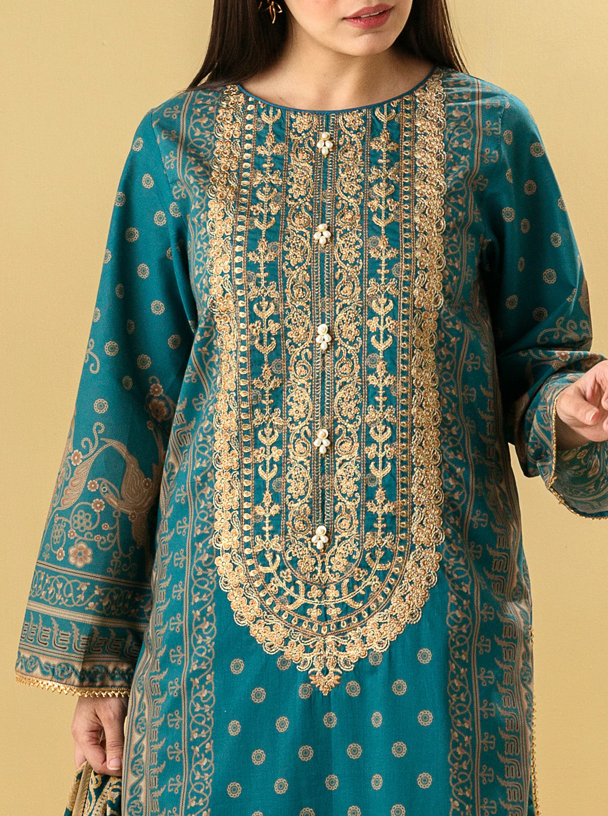 3 PIECE - EMBROIDERED LAWN SUIT - MYTHIC ENTHIC - Image 4