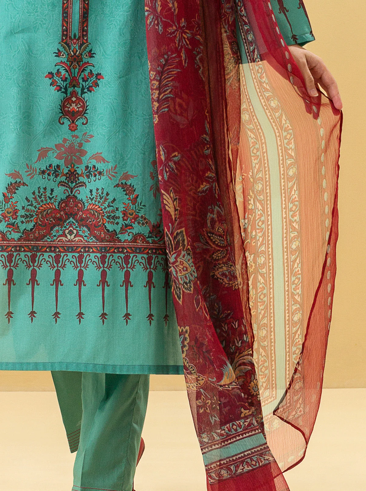 3 PIECE - PRINTED LAWN SUIT - TRIBAL CHIC - Image 2
