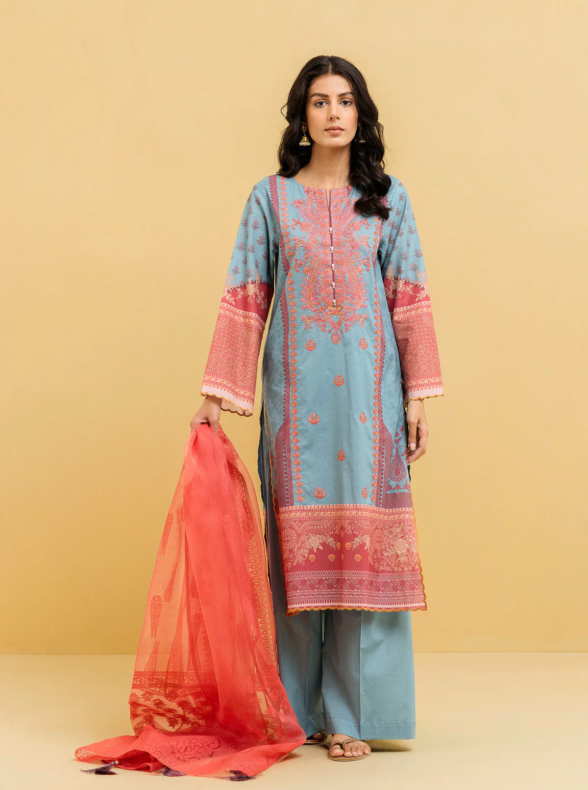 3 PIECE - EMBROIDERED LAWN SUIT - SUMMER DAZE - Image 3