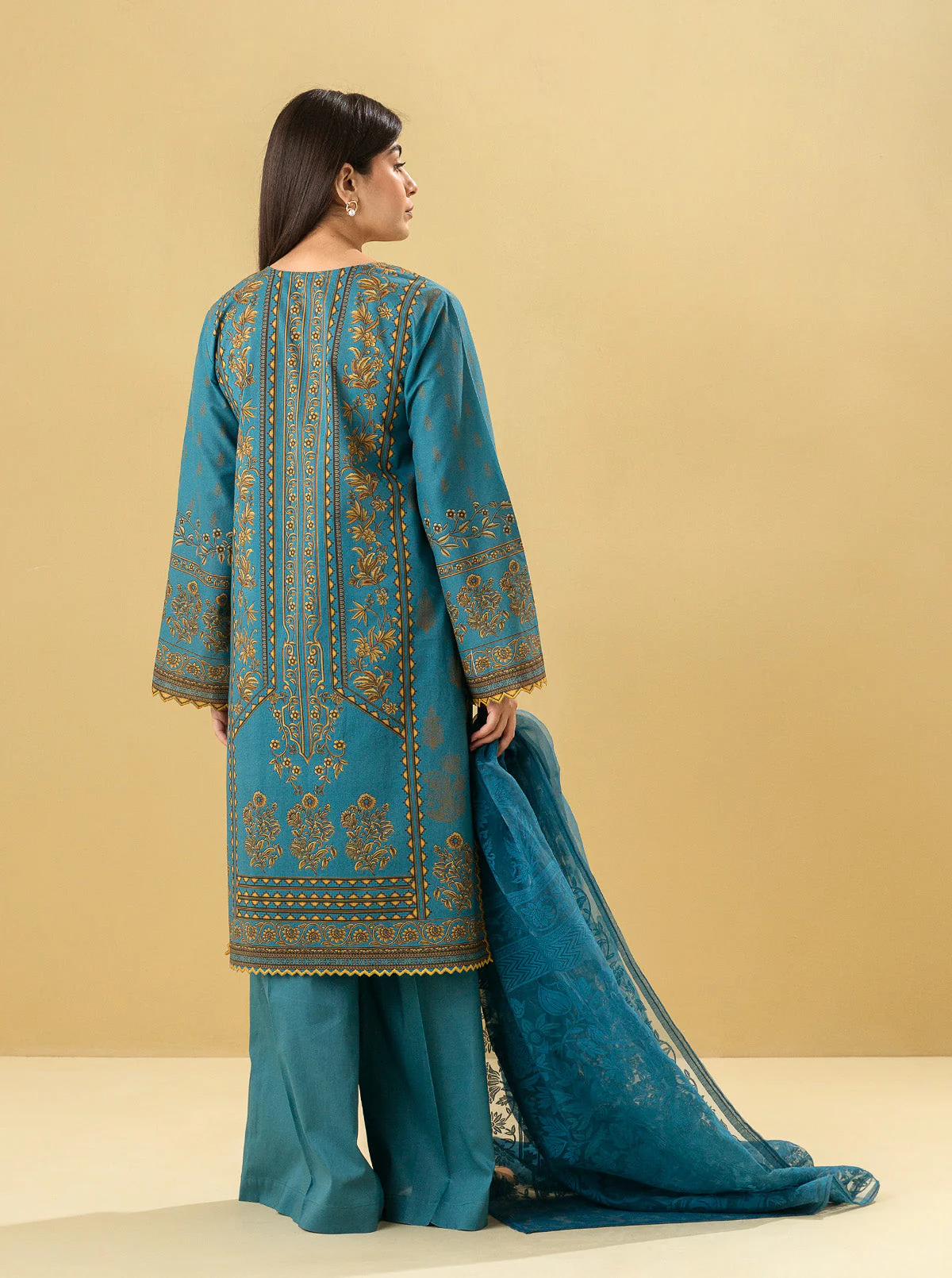 3 PIECE - EMBROIDERED LAWN SUIT - ANTIQUE CHARM - Image 6