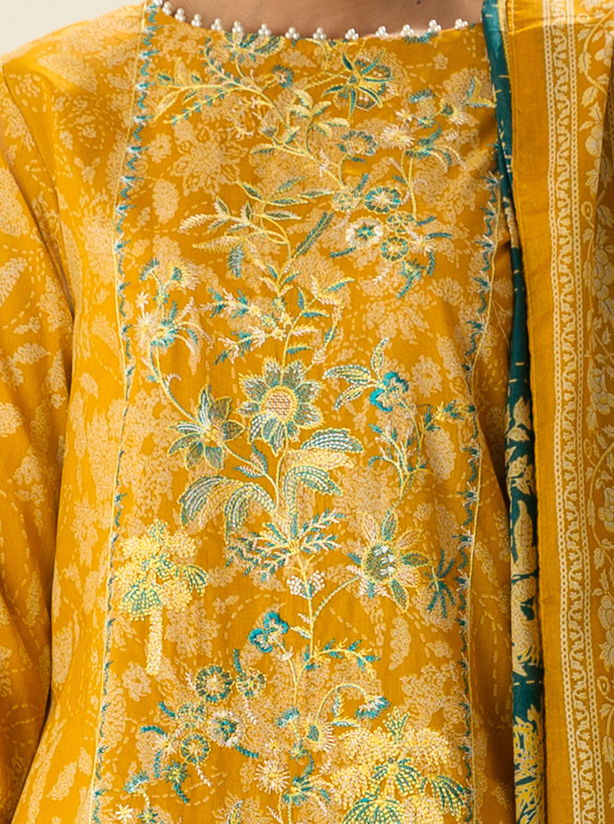 2 PIECE - EMBROIDERD LAWN SUIT - SUNSET STREAM - Image 4