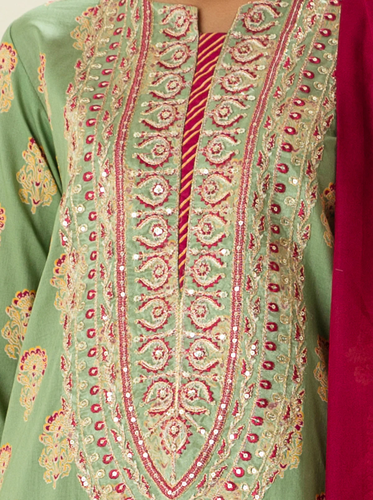 2 PIECE - EMBROIDERD LAWN SUIT - CANDY APPLE - Image 4