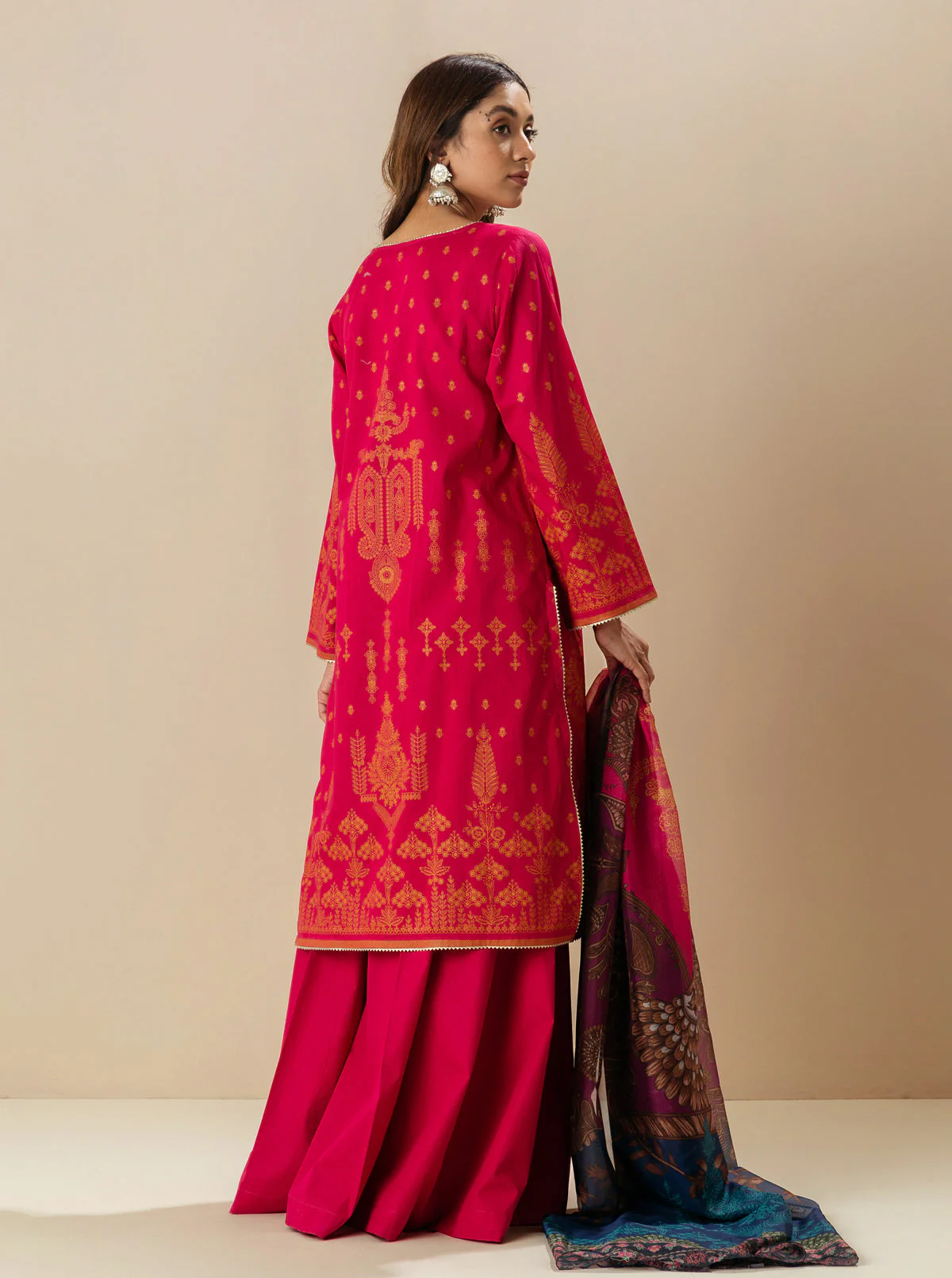 3 PIECE - EMBROIDERD LAWN SUIT - FUCHSIA MYSTERY - Image 5