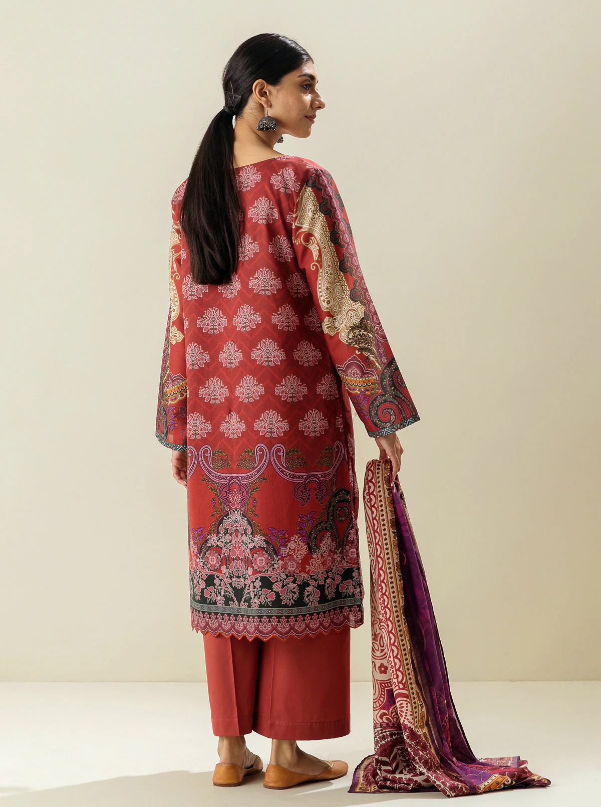3 PIECE - PRINTED LAWN SUIT - FIRE WHIRL - Image 3