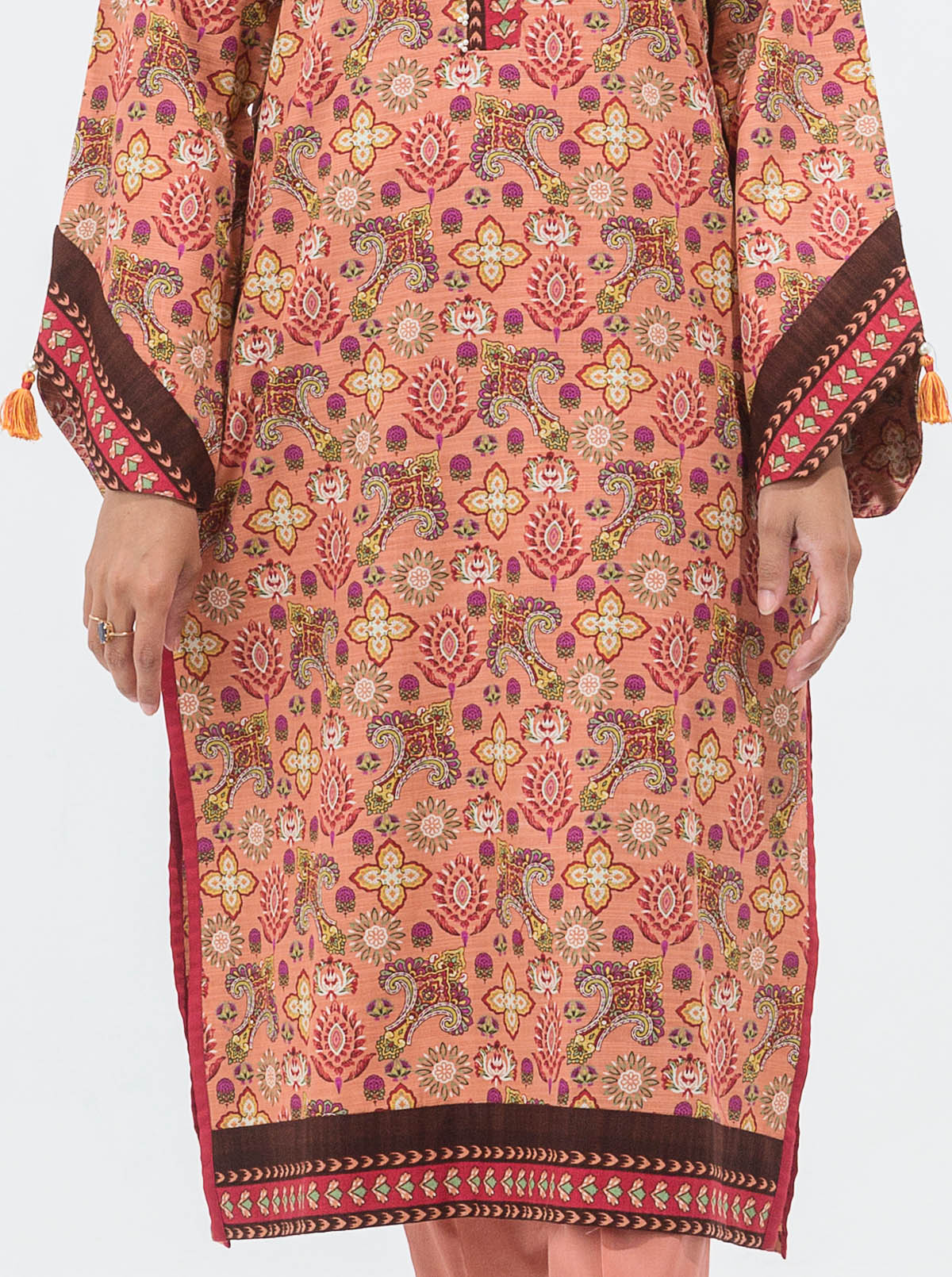 2 PIECE - PRINTED KHADDAR SUIT - PEACH BLUSH - Image 2