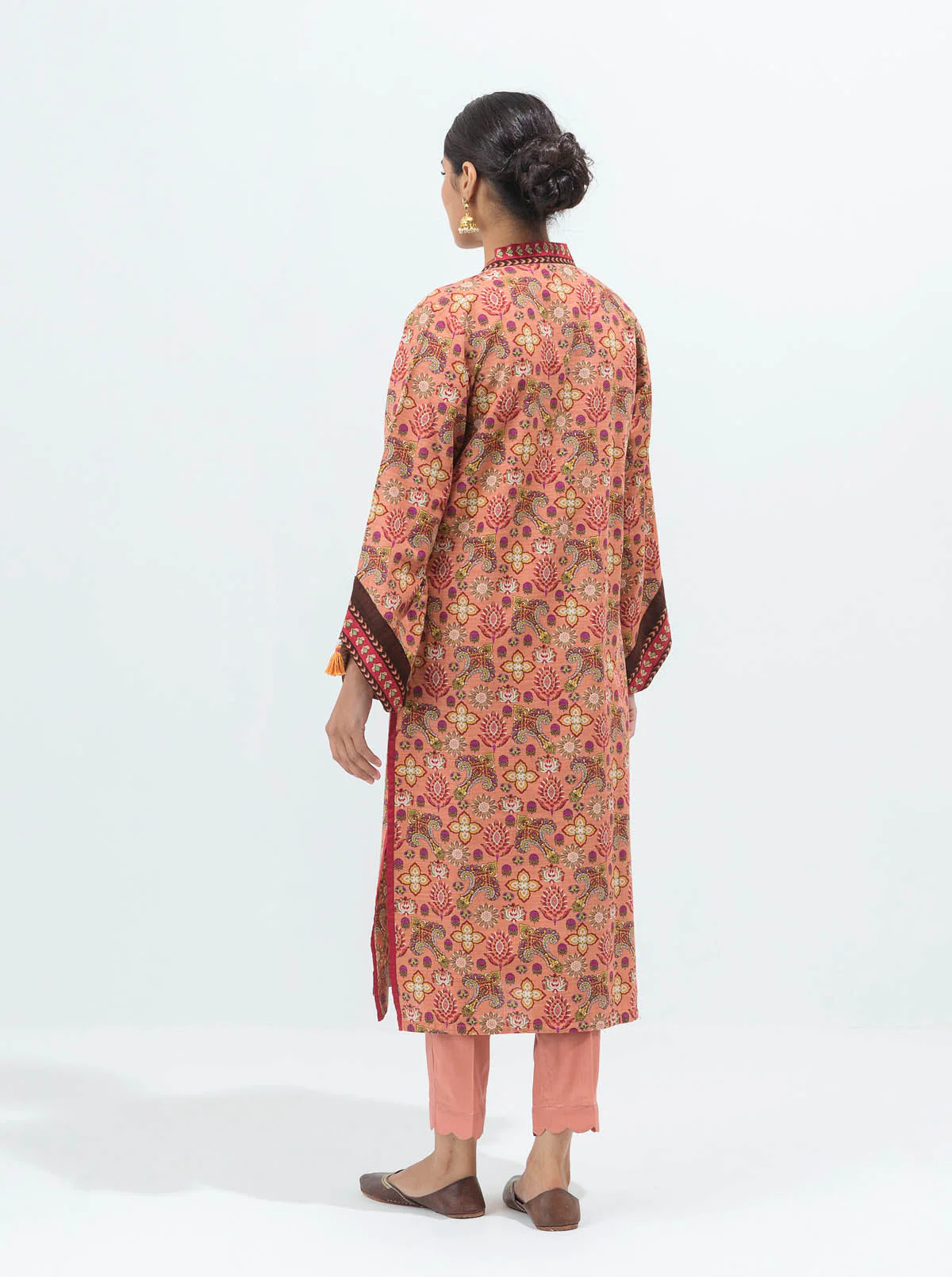 2 PIECE - PRINTED KHADDAR SUIT - PEACH BLUSH - Image 5