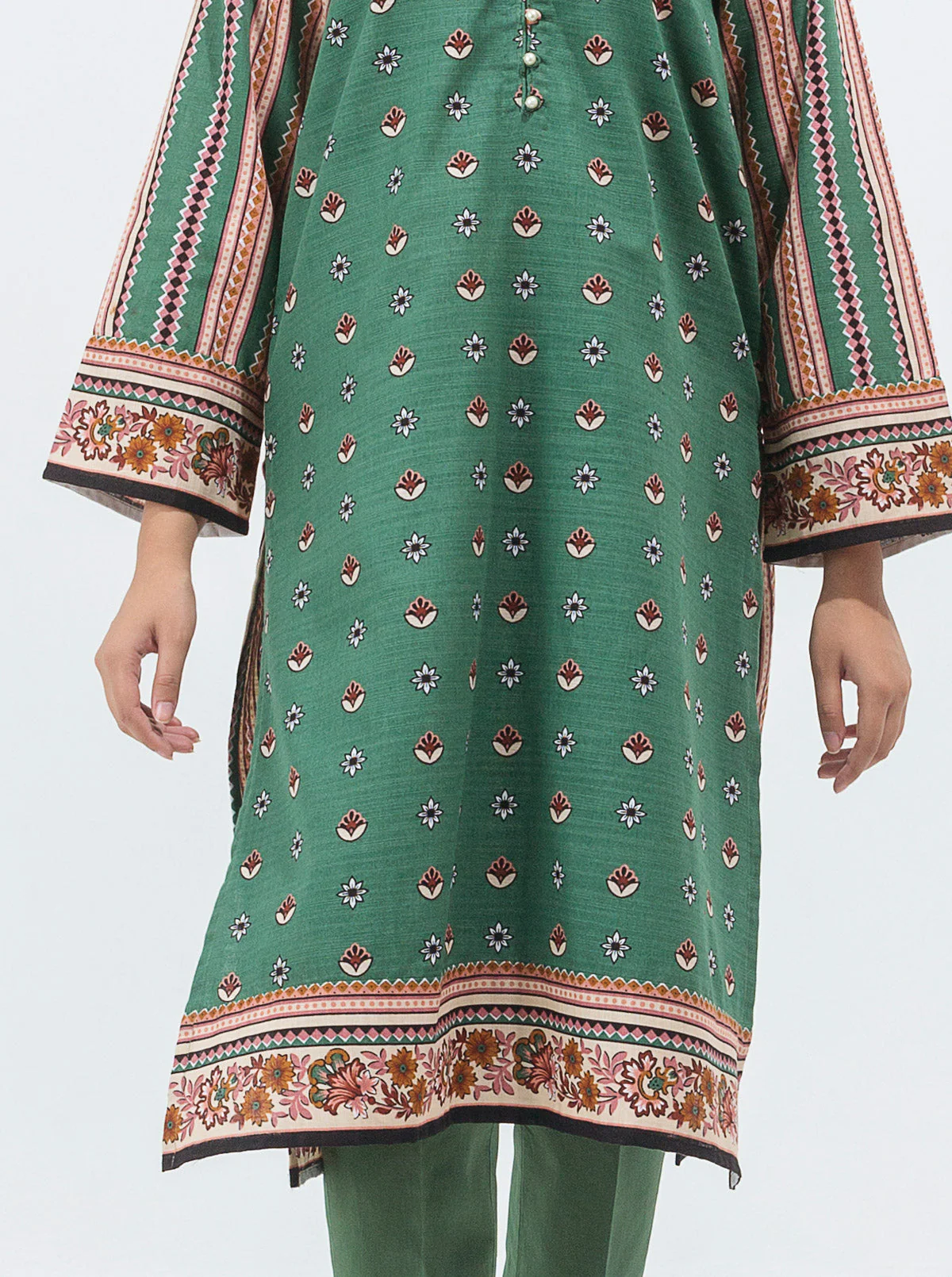2 PIECE - PRINTED KHADDAR SUIT - WHISPERING TEAL - Image 2