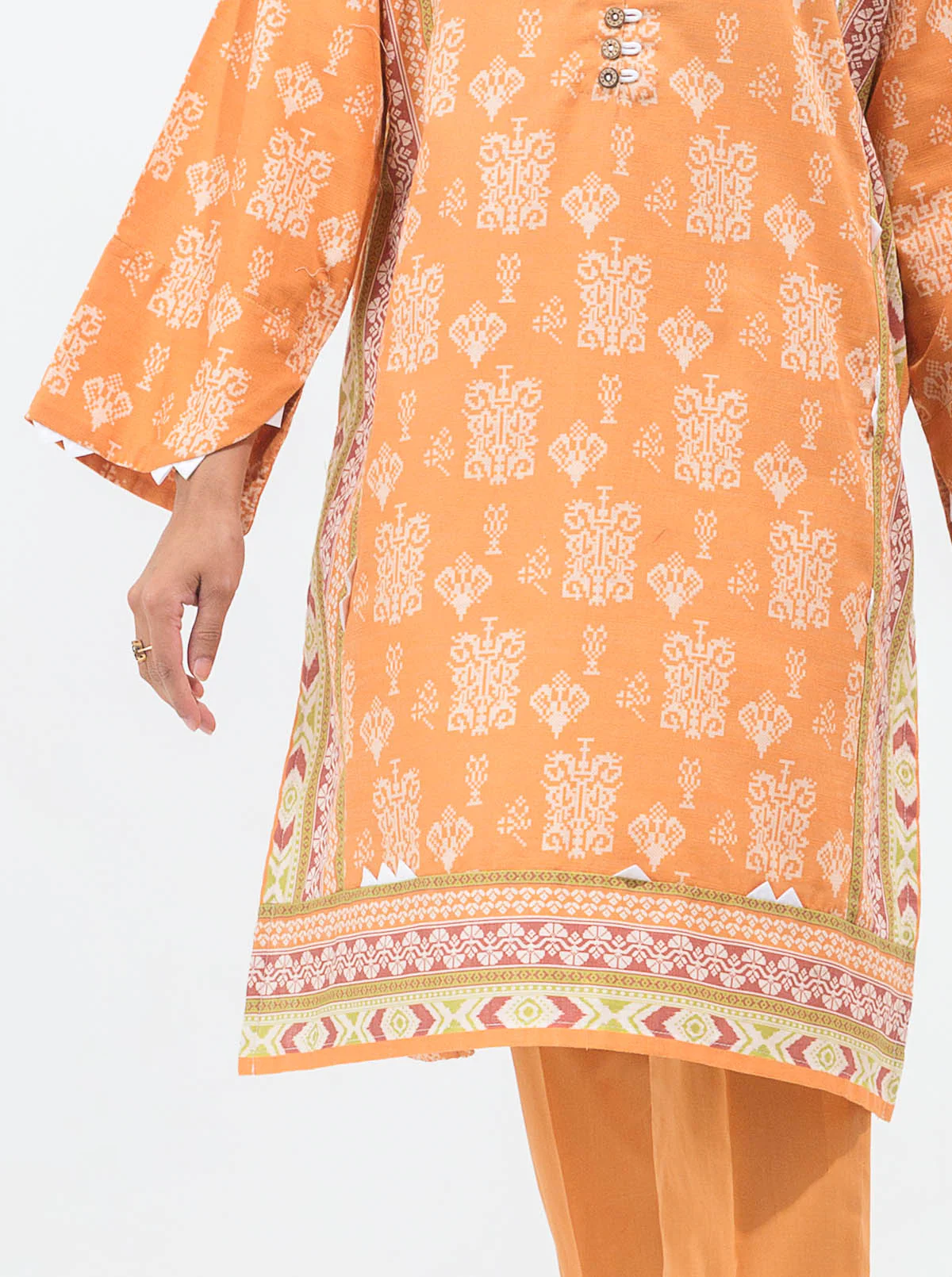 2 PIECE - PRINTED KHADDAR SUIT - SUNSET OCHRE - Image 2