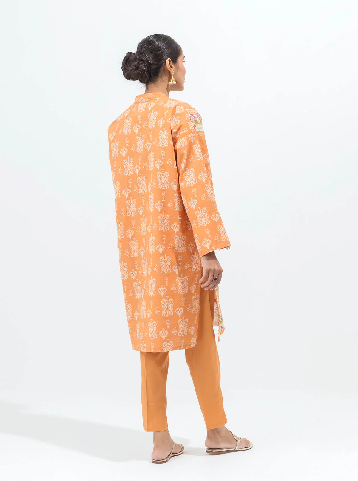 2 PIECE - PRINTED KHADDAR SUIT - SUNSET OCHRE - Image 4