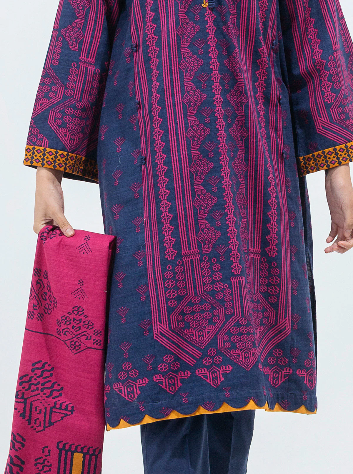 3 PIECE - PRINTED KHADDAR SUIT - VISTA BLUE - Image 2