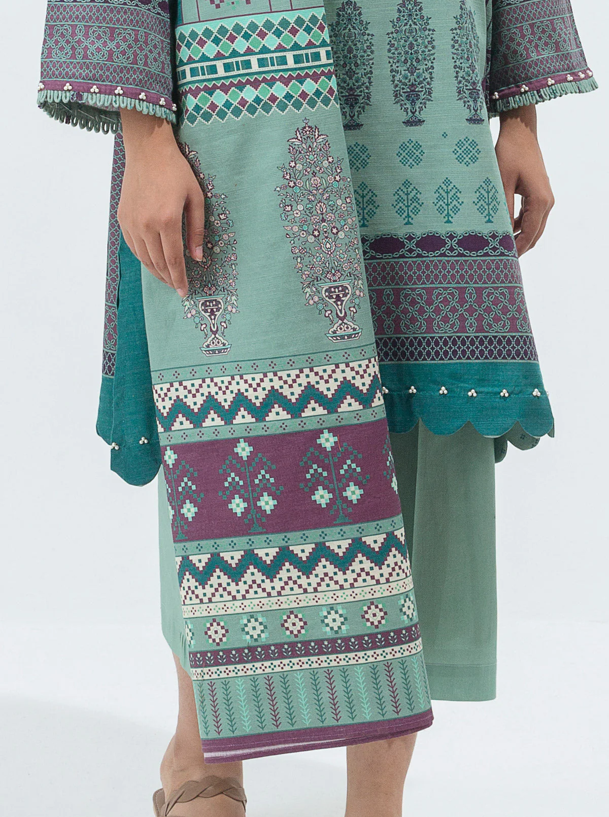 3 PIECE - PRINTED KHADDAR SUIT - MOONLIGHT JADE - Image 2
